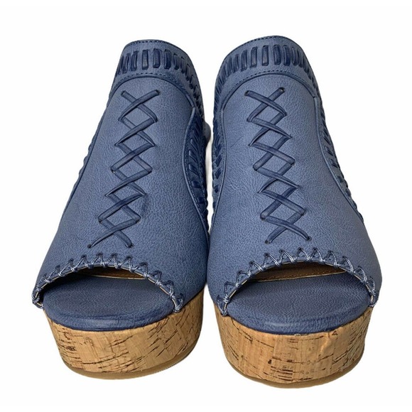 NEW Womens Not Rated Francie Blue Woven Wedge Sandals Shoes Open Toe Clogs 7.5 M - Picture 5 of 10